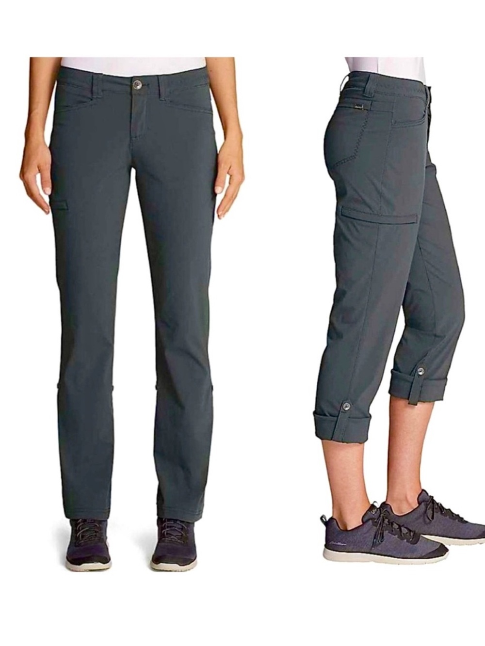 Eddie Bauer Gray horizon travex Hiking Pants Size 8 Convertible Roll Lightweight